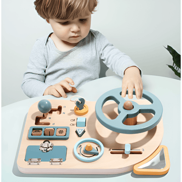 Montessori Houten Auto Drukbord Voor Peuters Met Interactieve Elementen - Leerzaam Speelgoed Voor 3 Jaar En Oudere Kinderen 0